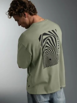 T-Shirt mit abstraktem Print Salbei