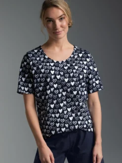 T-Shirt mit Allover-Druck "Herzen" Navy