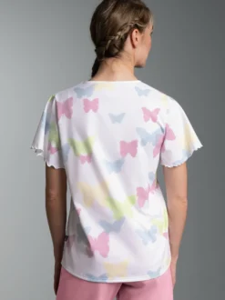 T-Shirt mit Allover-Druck "Schmetterlinge" Weiss