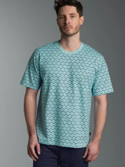 T-Shirt mit Allover-Muster "Äffchen" Gletscher