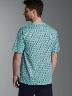T-Shirt mit Allover-Muster "Äffchen" Gletscher