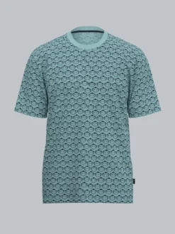 T-Shirt mit Allover-Muster "Äffchen" Gletscher