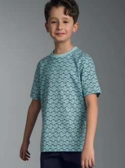 T-Shirt mit Allover-Muster "Äffchen" Gletscher