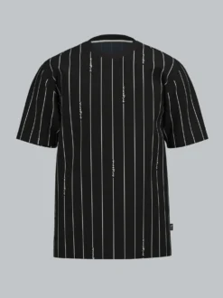 T-Shirt mit Allover Streifen-Muster Schwarz