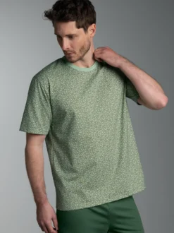 T-Shirt mit Allover Tetris Muster Green tea