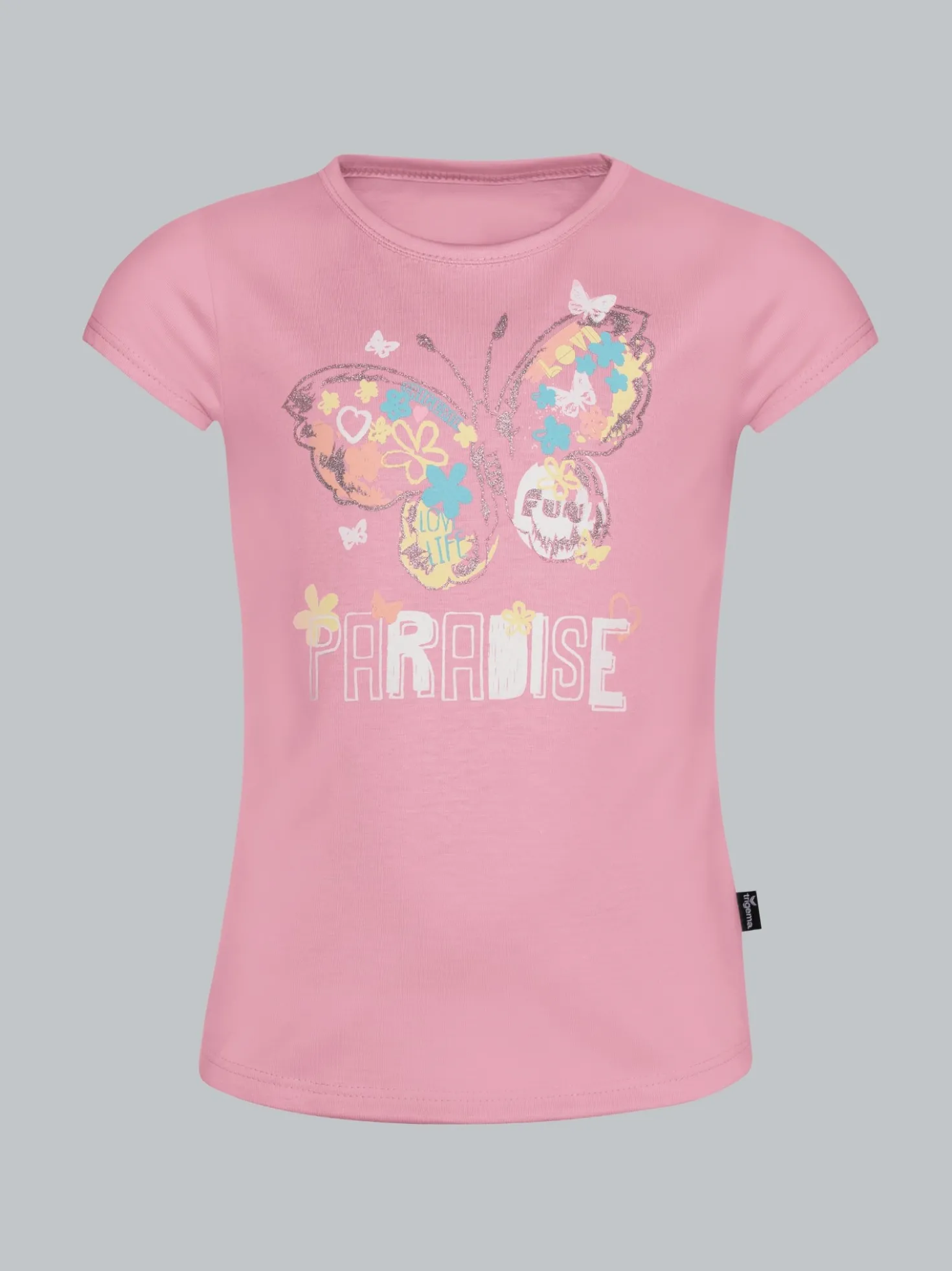 T-Shirt mit buntem Schmetterling-Printmotiv Lilie