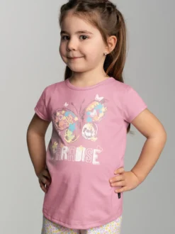 T-Shirt mit buntem Schmetterling-Printmotiv Lilie