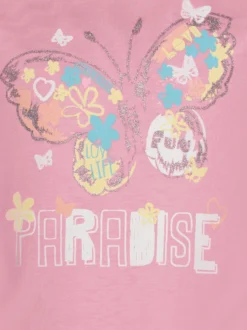 T-Shirt mit buntem Schmetterling-Printmotiv Lilie