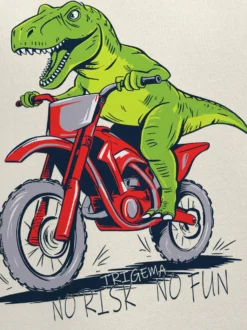 T-Shirt mit Dino Motiv "No Risk No Fun" Natur