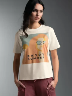 T-Shirt mit Druck "Enjoy Summer" Natur