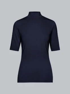 T-Shirt mit elastischem Stehkragen Navy