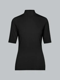 T-Shirt mit elastischem Stehkragen Schwarz