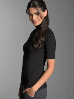 T-Shirt mit elastischem Stehkragen Schwarz