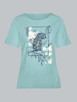 T-Shirt mit floralem Leo-Print Gletscher