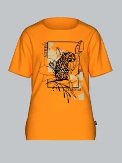 T-Shirt mit floralem Leo-Print Curry
