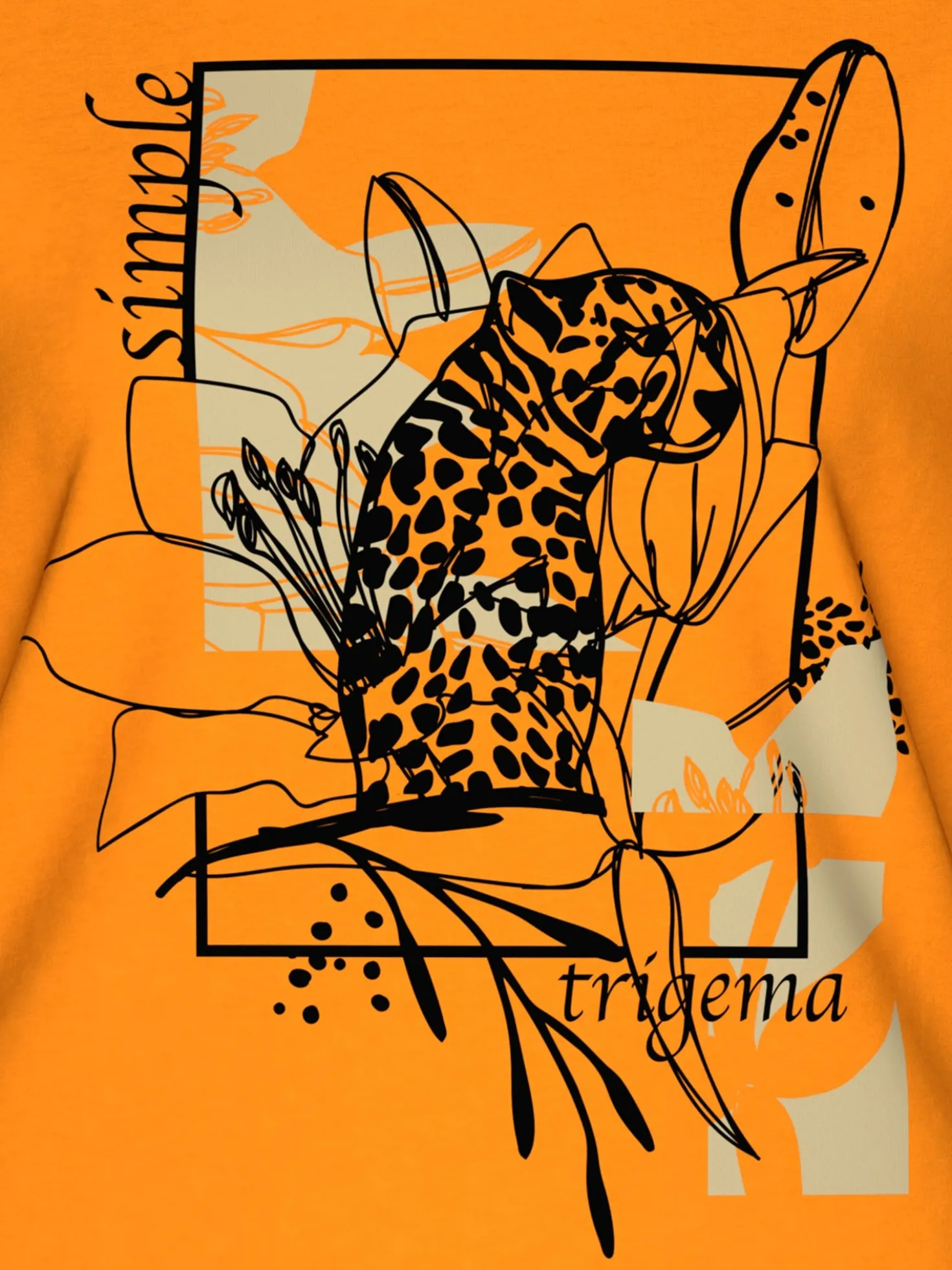 T-Shirt mit floralem Leo-Print Curry