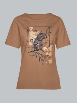 T-Shirt mit floralem Leo-Print Haselnuss