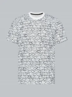 T-Shirt mit freundlichem Smiley-Muster Weiss