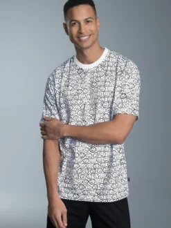 T-Shirt mit freundlichem Smiley-Muster Weiss