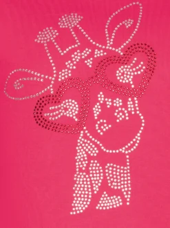 T-Shirt mit glitzerndem Giraffen-Printmotiv Koralle