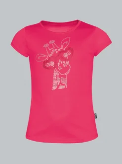 T-Shirt mit glitzerndem Giraffen-Printmotiv Koralle