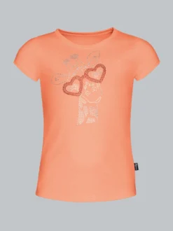 T-Shirt mit glitzerndem Giraffen-Printmotiv Apricot