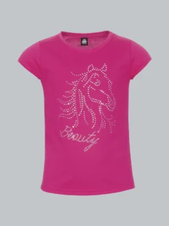 T-Shirt mit Glitzer-Pferd Hibiskus