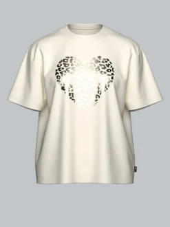 T-Shirt mit goldenem Leo-Herz-Print Natur