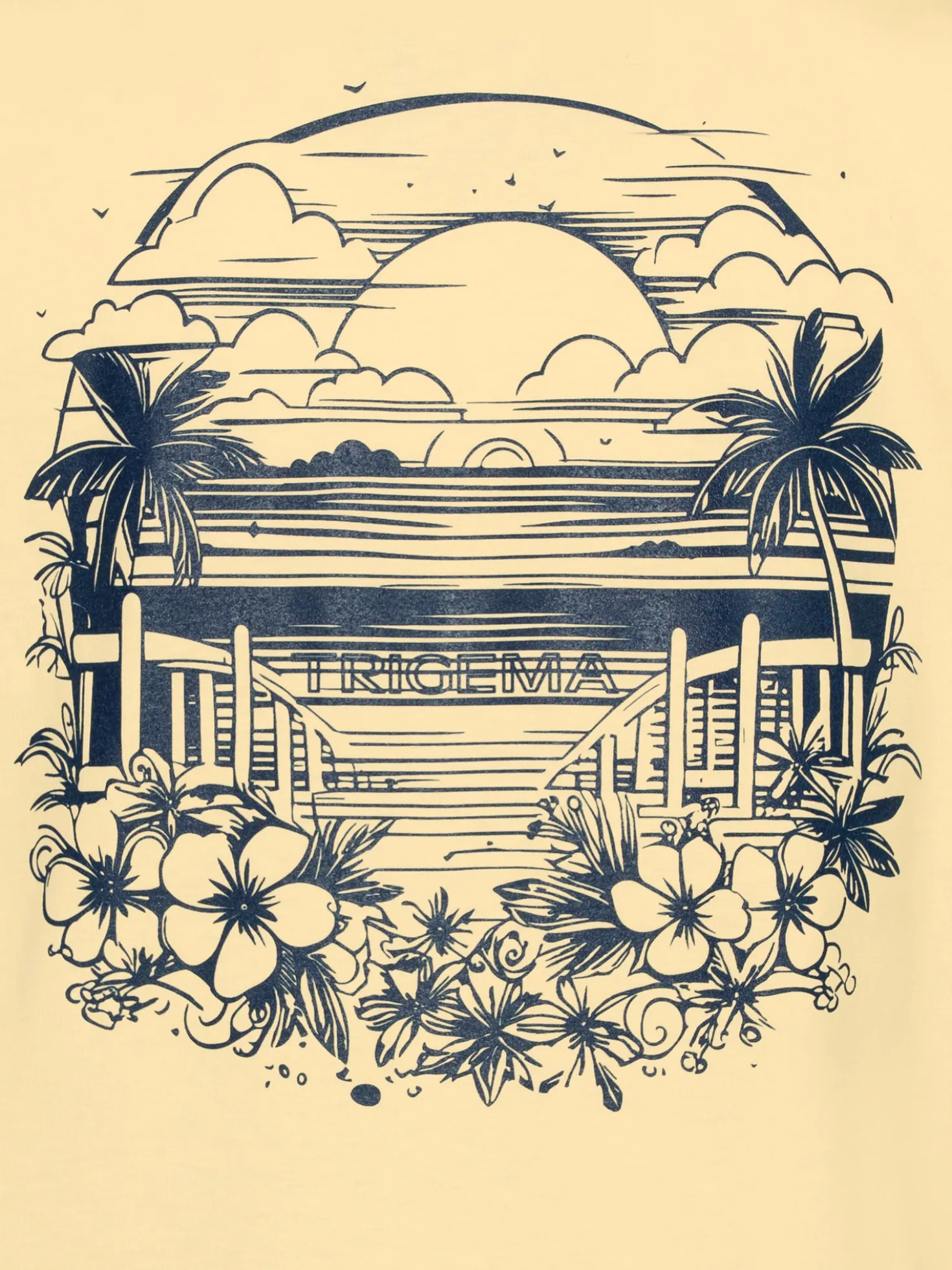 T-Shirt mit großem Backprint Vanille