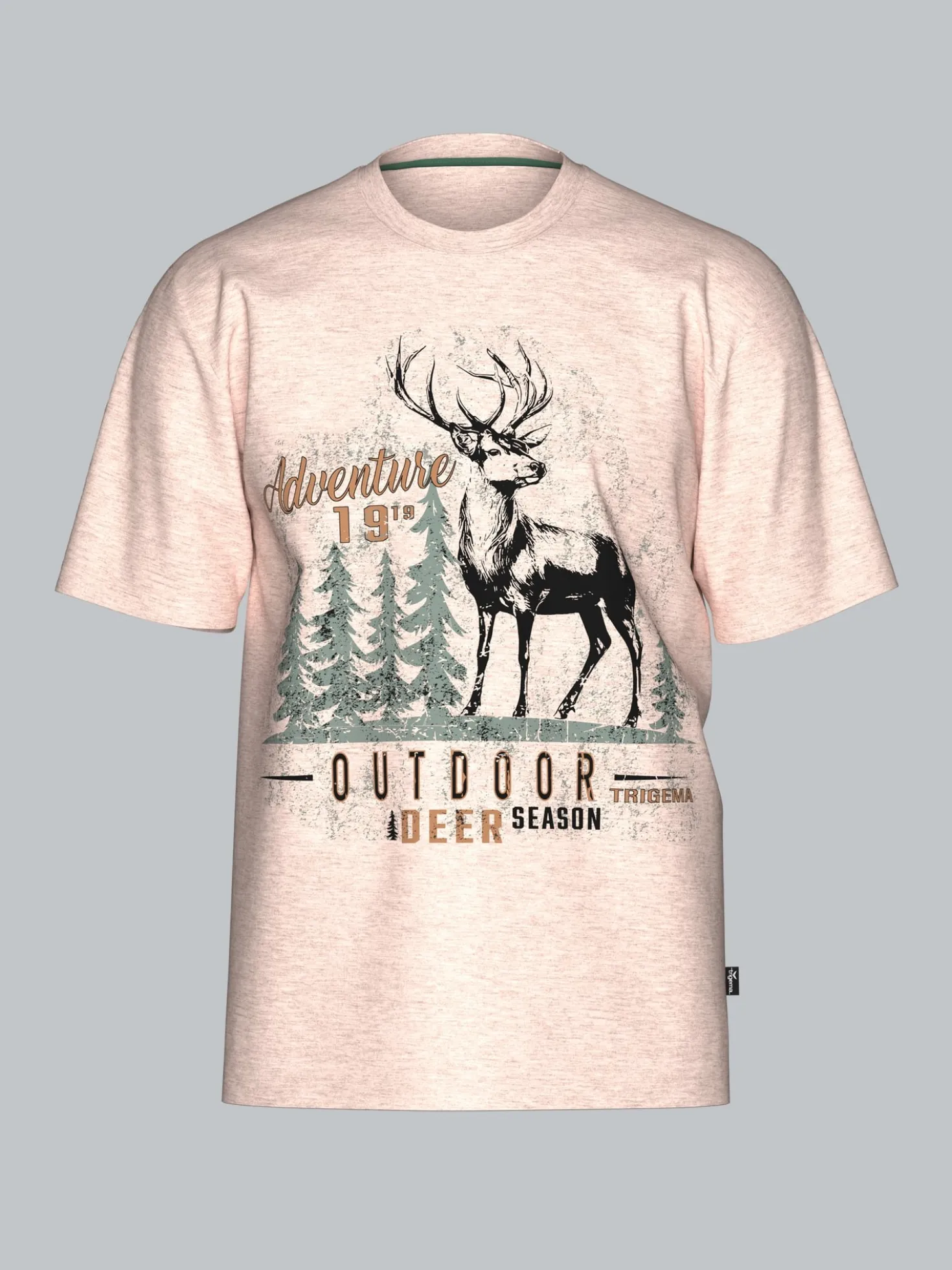 T-Shirt mit großem Hirsch-Printmotiv Sand-melange