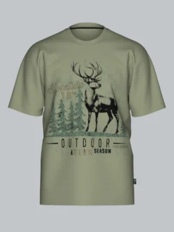 T-Shirt mit großem Hirsch-Printmotiv Salbei