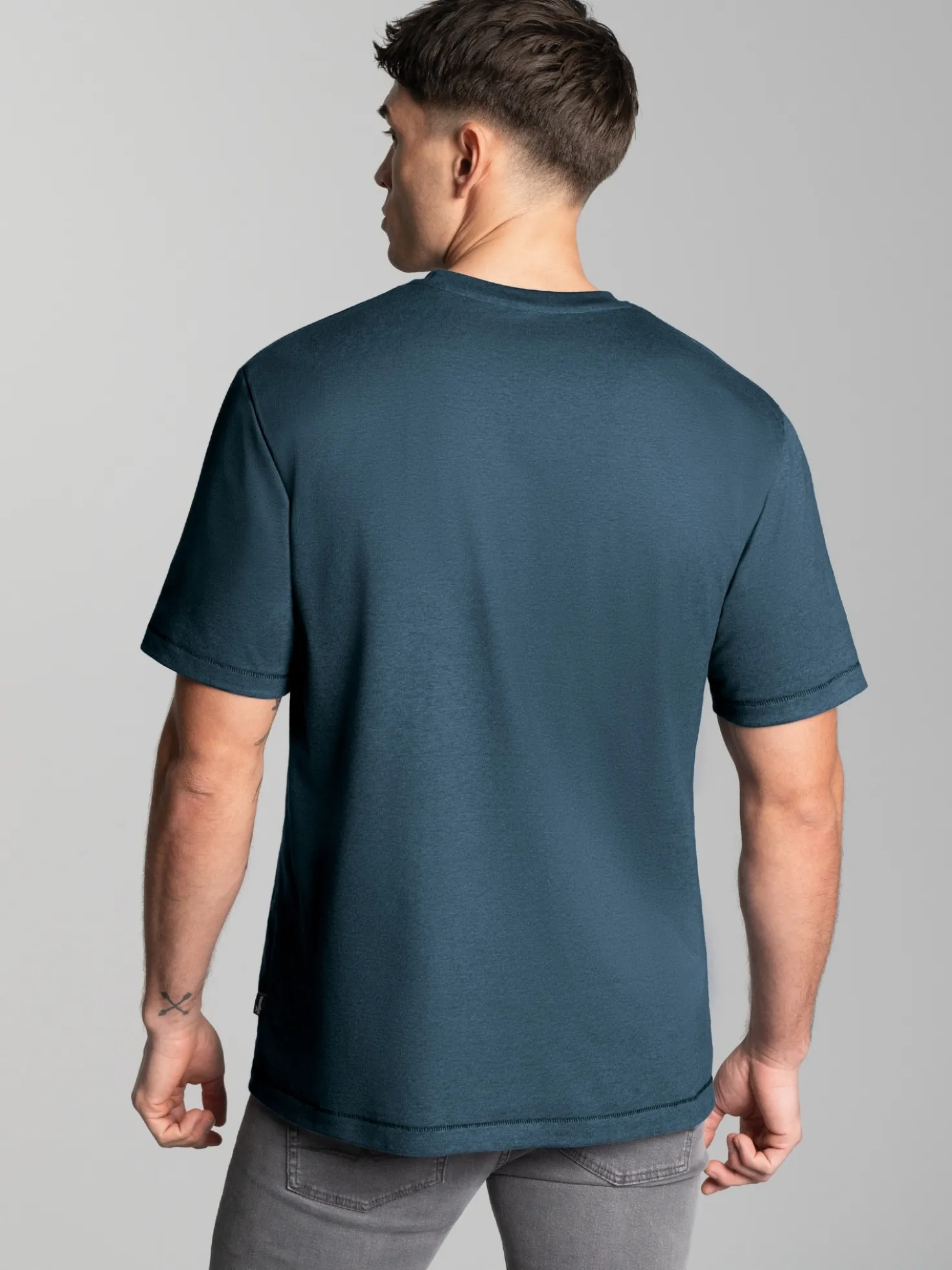 T-Shirt mit großem Motorrad-Printmotiv Jeans-melange