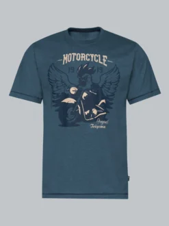 T-Shirt mit großem Motorrad-Printmotiv Jeans-melange