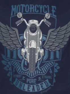 T-Shirt mit großem Motorrad-Printmotiv Navy