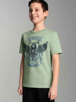 T-Shirt mit großem Motorrad-Printmotiv Green tea