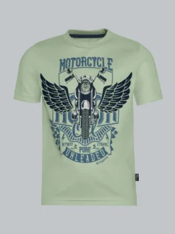 T-Shirt mit großem Motorrad-Printmotiv Green tea