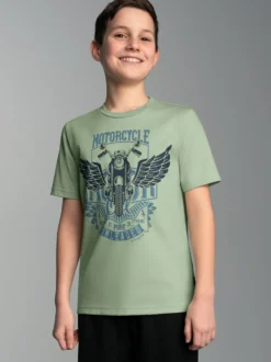 T-Shirt mit großem Motorrad-Printmotiv Green tea