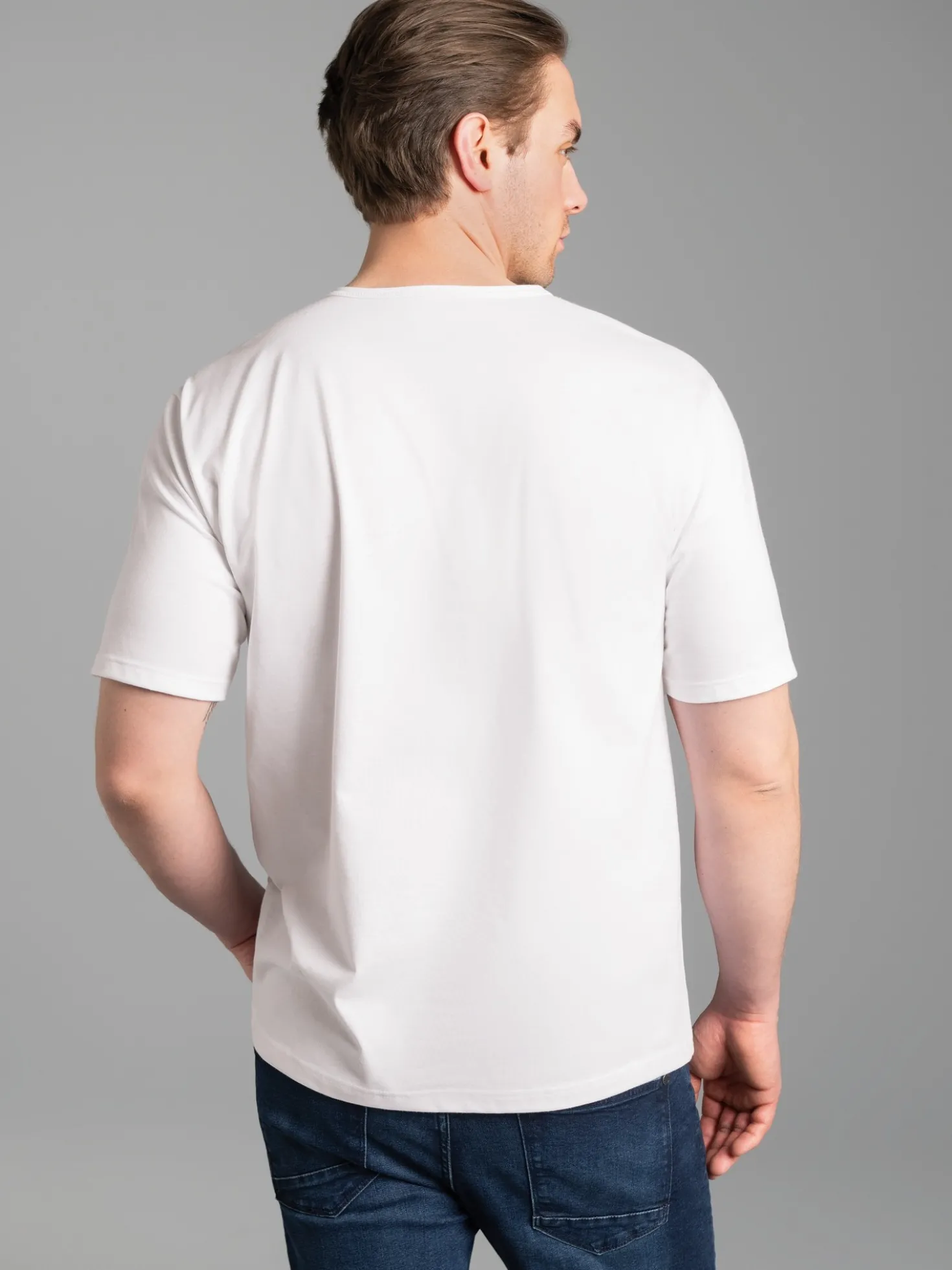 T-Shirt mit Knopfleiste DELUXE Baumwolle Weiss