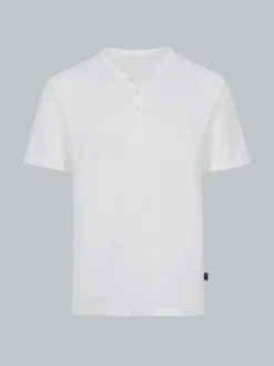 T-Shirt mit Knopfleiste DELUXE Baumwolle Weiss