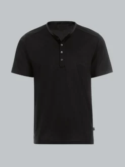 T-Shirt mit Knopfleiste DELUXE Baumwolle Schwarz
