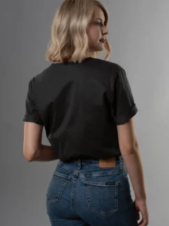T-Shirt mit Knopfleiste DELUXE Baumwolle Schwarz