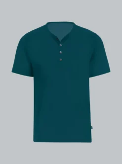 T-Shirt mit Knopfleiste DELUXE Baumwolle Saphir