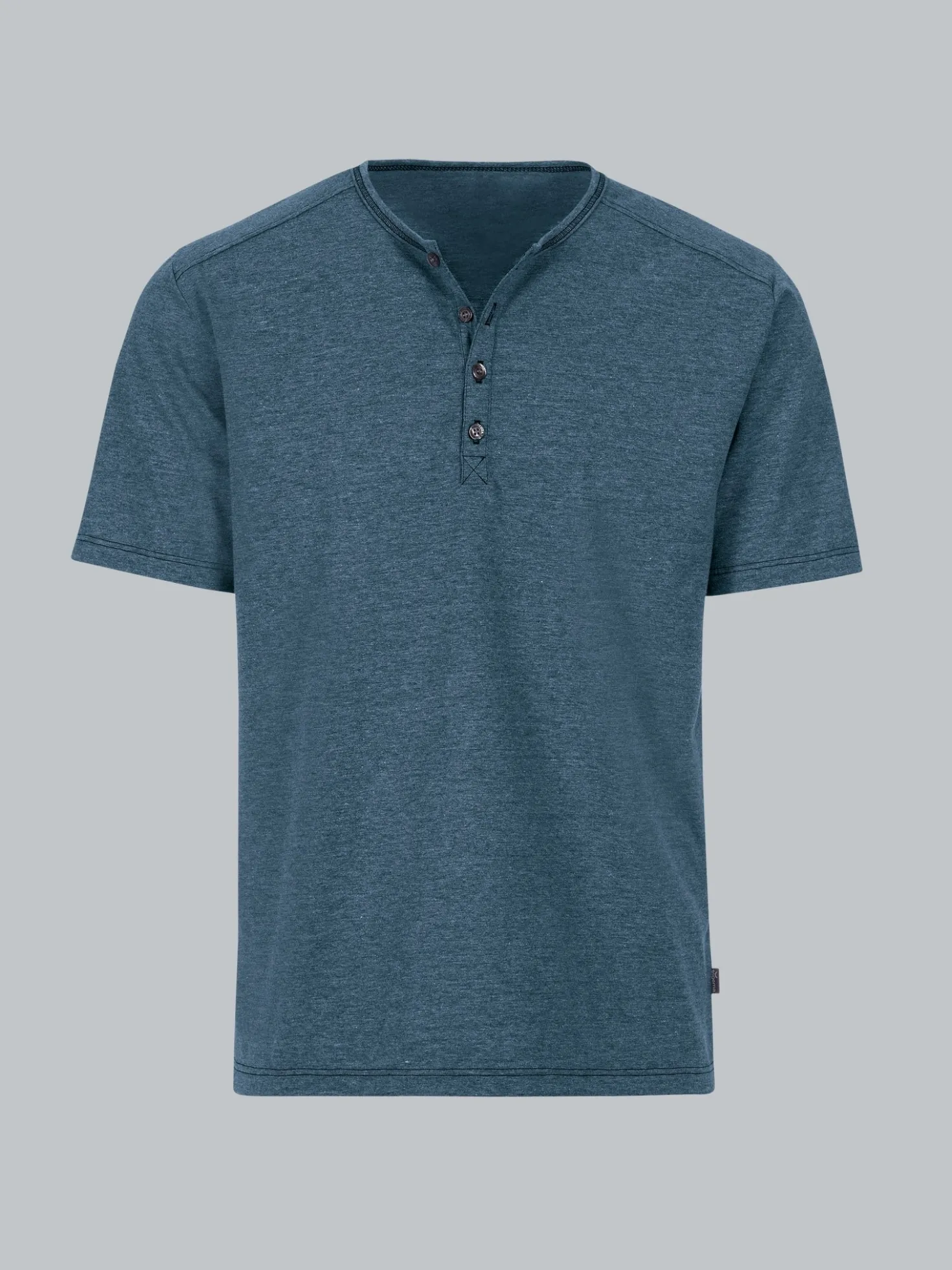 T-Shirt mit Knopfleiste DELUXE Baumwolle Jeans-melange