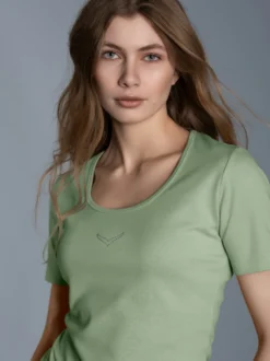 T-Shirt mit Kristallsteinen Green tea