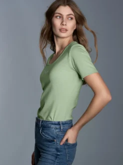 T-Shirt mit Kristallsteinen Green tea