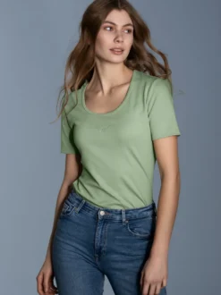 T-Shirt mit Kristallsteinen Green tea