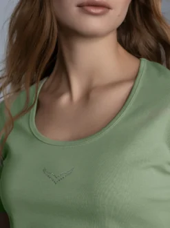 T-Shirt mit Kristallsteinen Green tea
