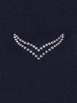 T-Shirt mit Kristallsteinen Navy