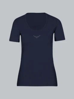 T-Shirt mit Kristallsteinen Navy