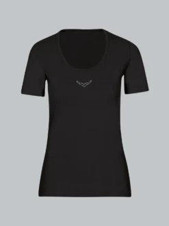 T-Shirt mit Kristallsteinen Schwarz